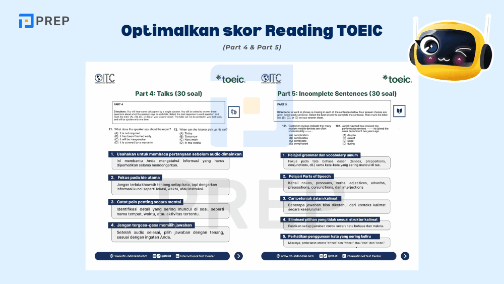 Strategi Efektif untuk Meningkatkan Skor TOEIC Part 4, Part 5