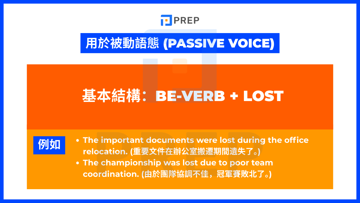 Lost 用於被動語態 (Passive Voice)