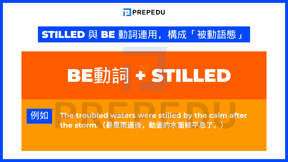 Stilled 與 be 動詞連用，構成「被動語態」