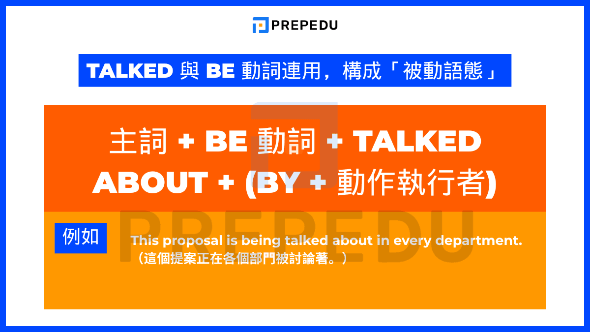 Talked 與 be 動詞連用，構成「被動語態」