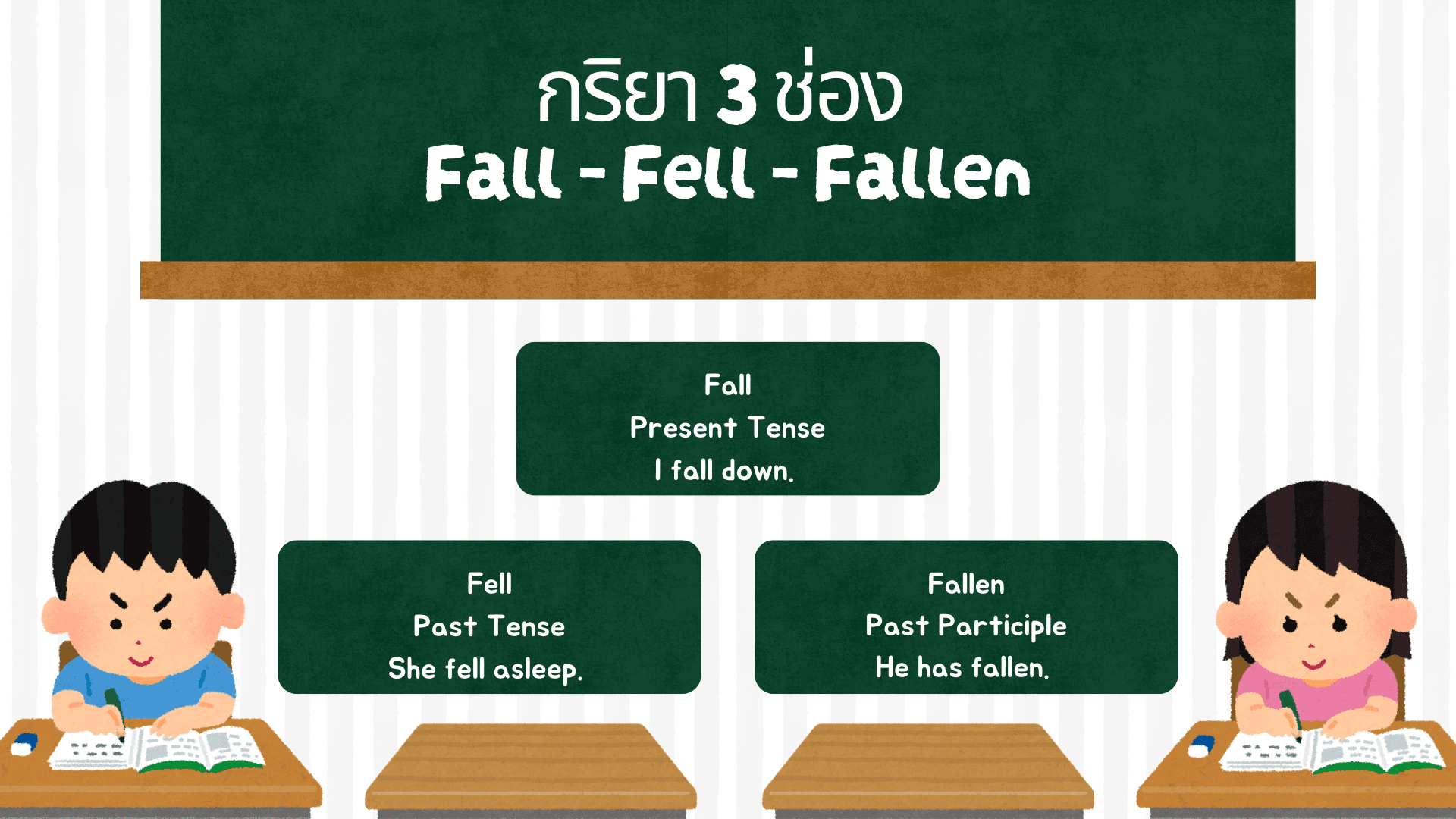 กริยา 3 ช่องของ Fall การใช้และตัวอย่างประโยค