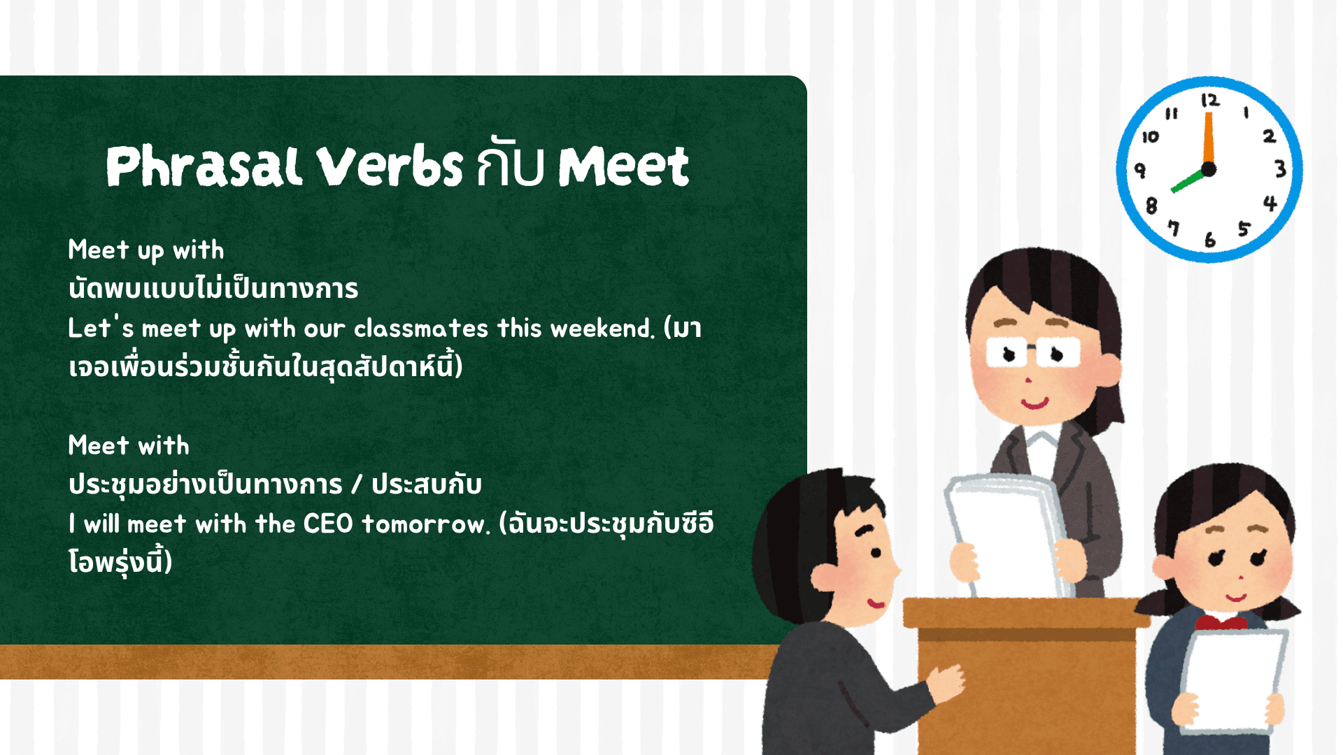 กริยา 3 ช่องของ Meet ความหมายและตัวอย่างการใช้