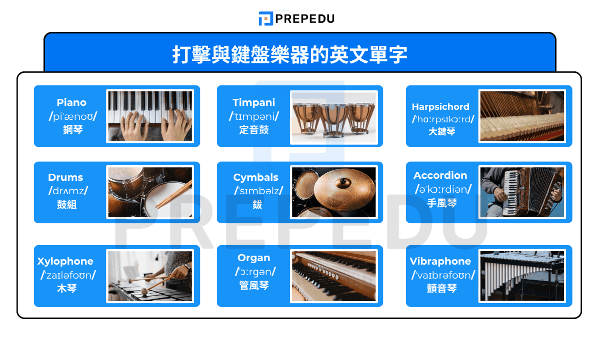 打擊與鍵盤樂器的英文單字