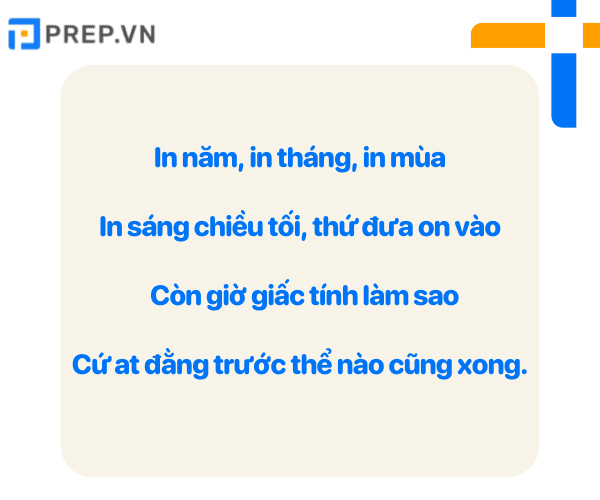 phân biệt in on at, cách phân biệt in on at
