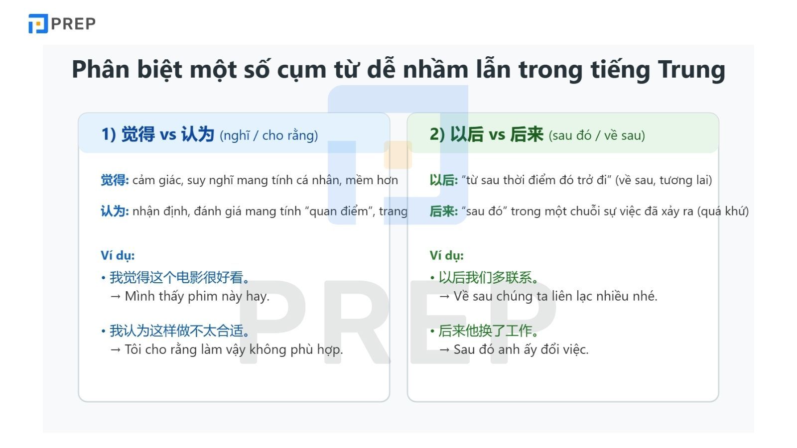 Phân biệt một số cụm từ dễ nhầm lẫn trong tiếng Trung 
