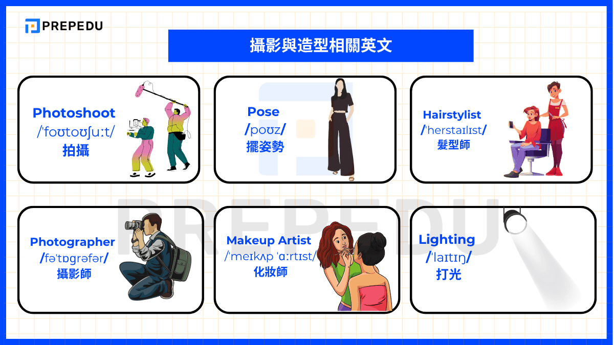 攝影與造型相關英文