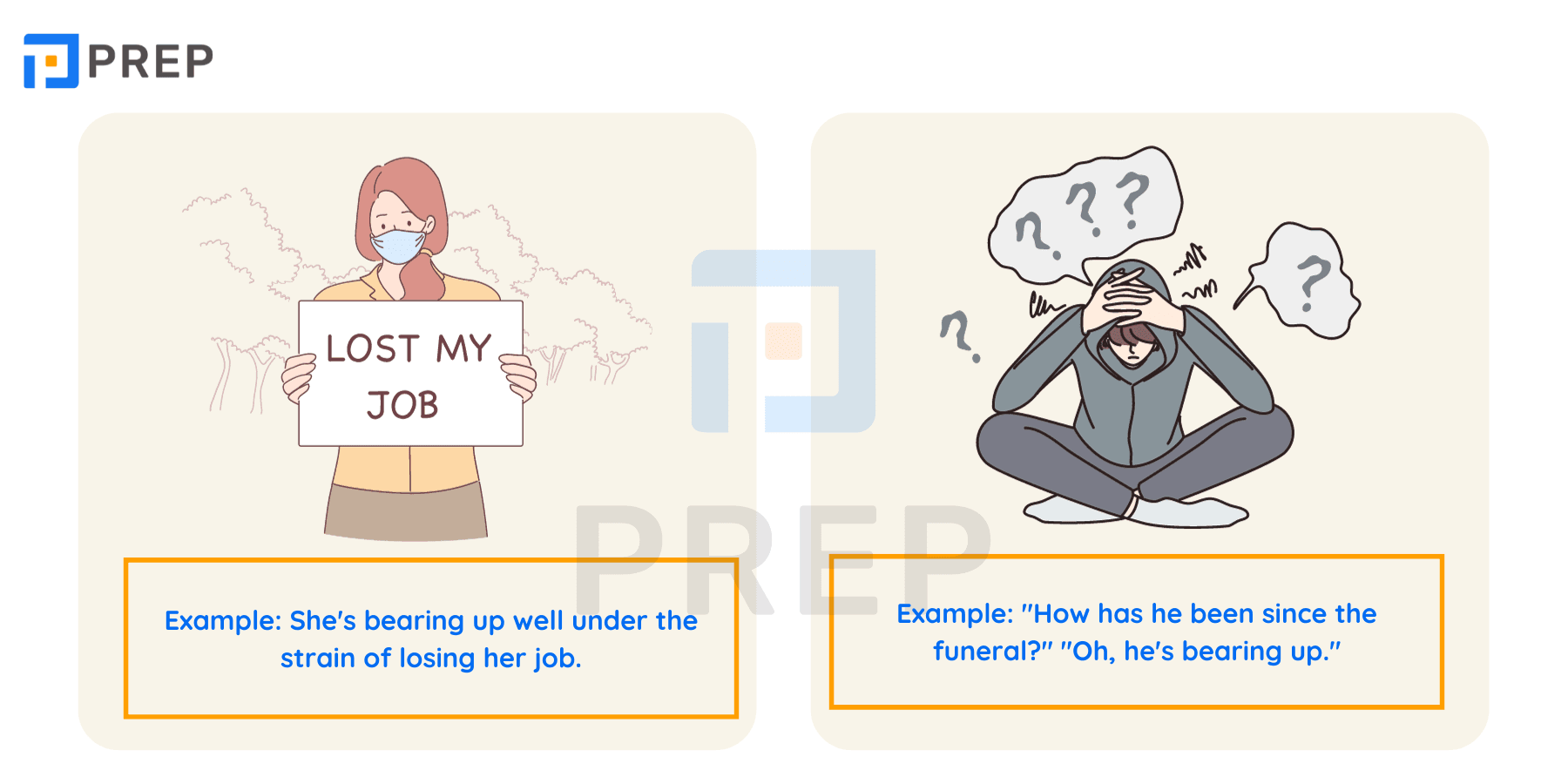 Ví dụ về cụm động từ Bear up