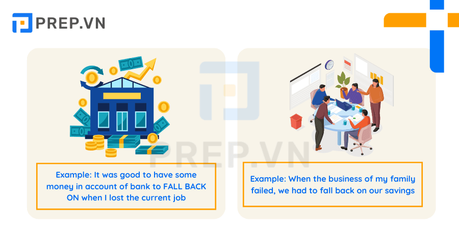 Phrasal verb Fall - Fall back on