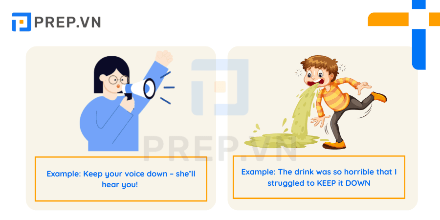 Phrasal verb Keep down