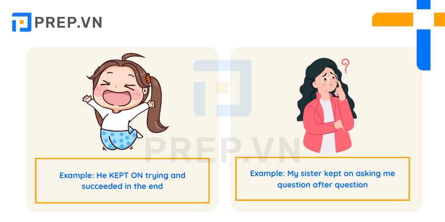 Phrasal verb Keep on