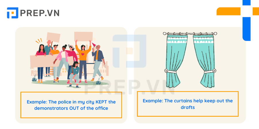 Phrasal verb Keep out