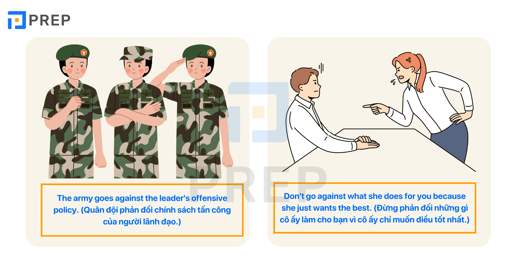 Go against&nbsp;- Phrasal Verb với Go