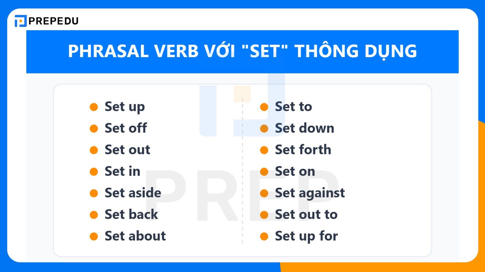 Phrasal verb với Set thường gặp trong tiếng Anh