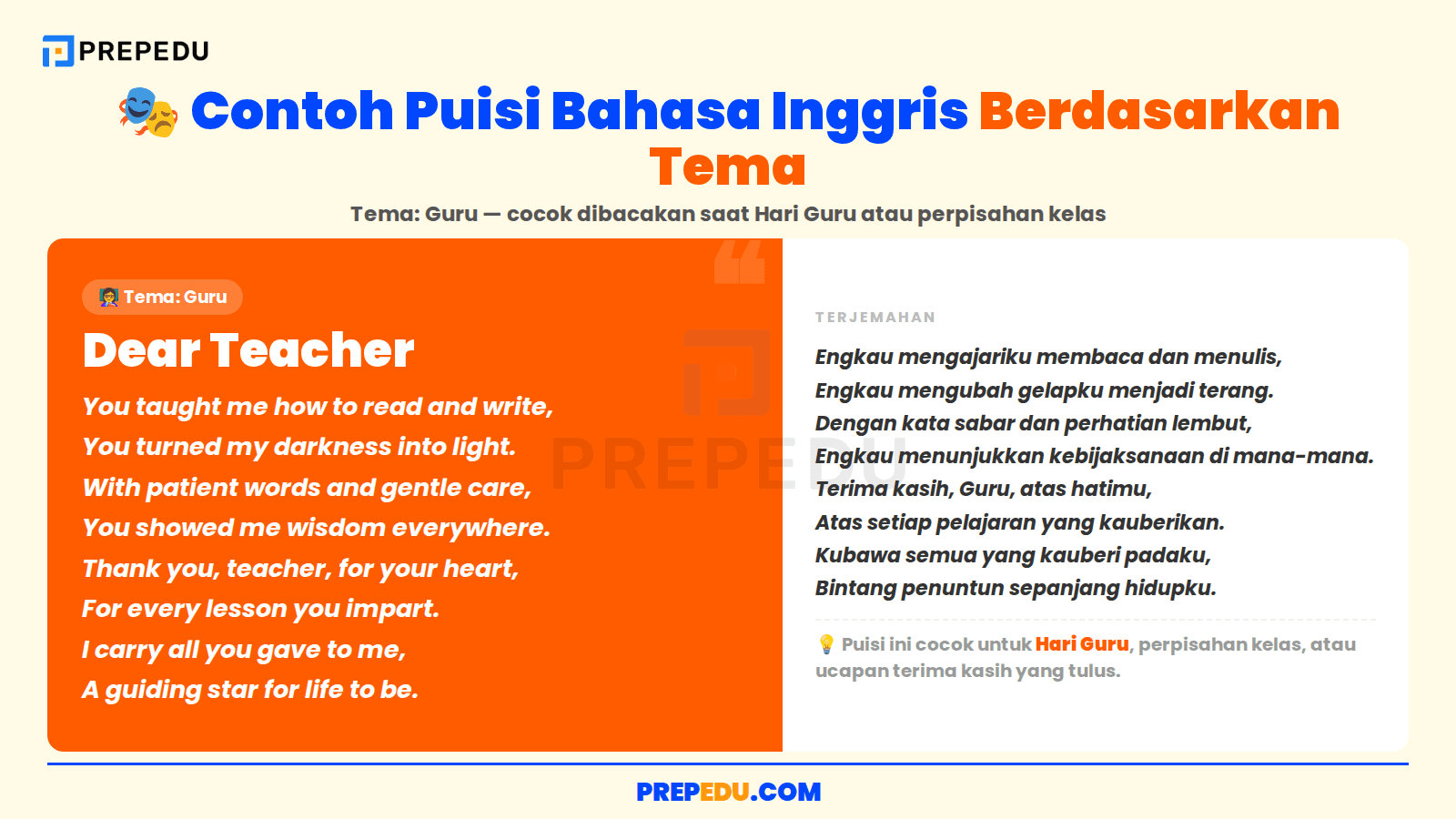 Contoh puisi bahasa Inggris bertema guru