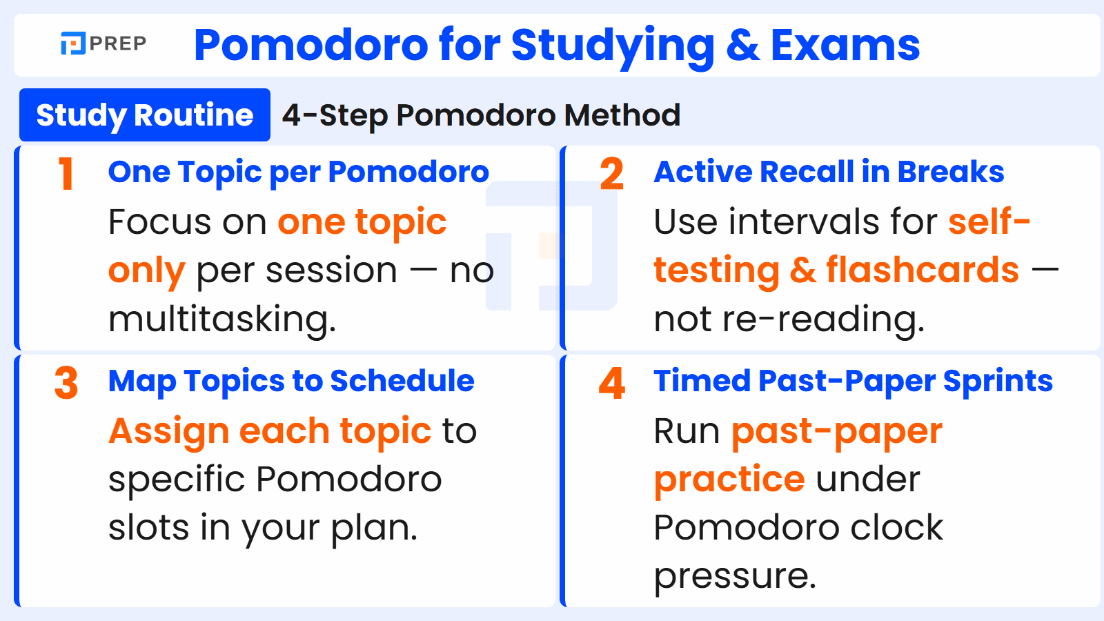 Pomodoro Technique for studying and exam prep