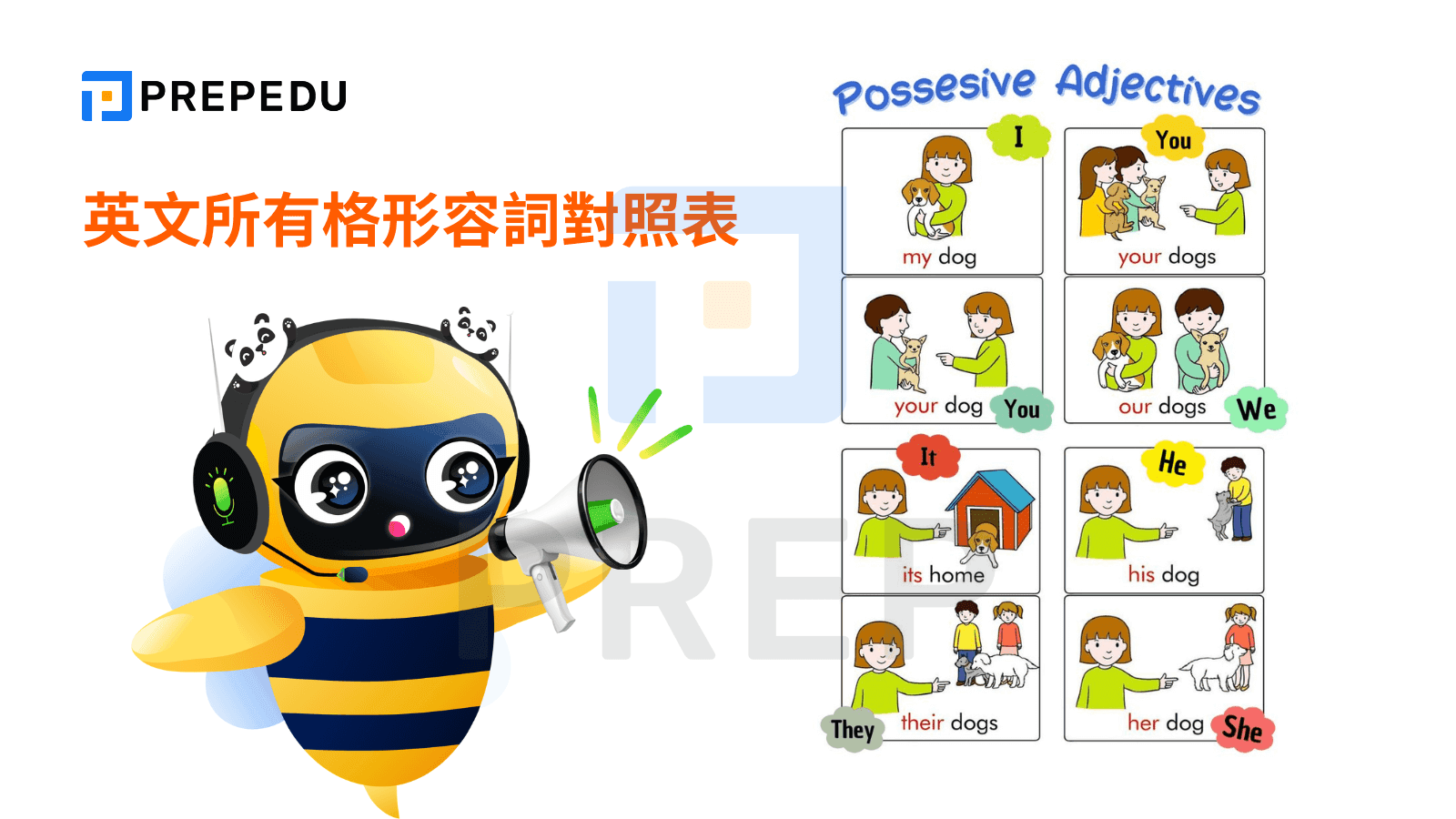 英文所有格形容詞對照表