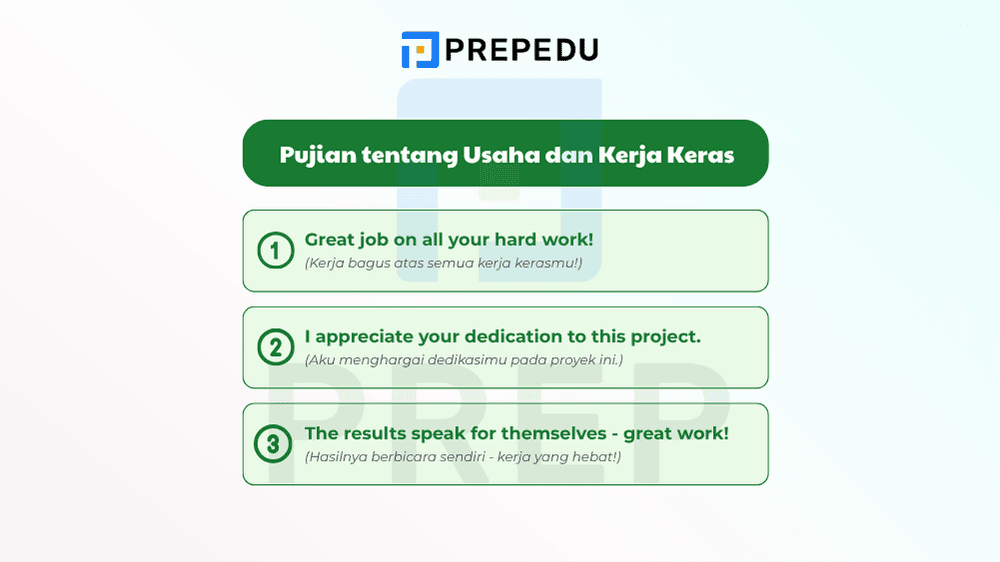 Pujian untuk Usaha dan Kerja Keras dalam Bahasa Inggris