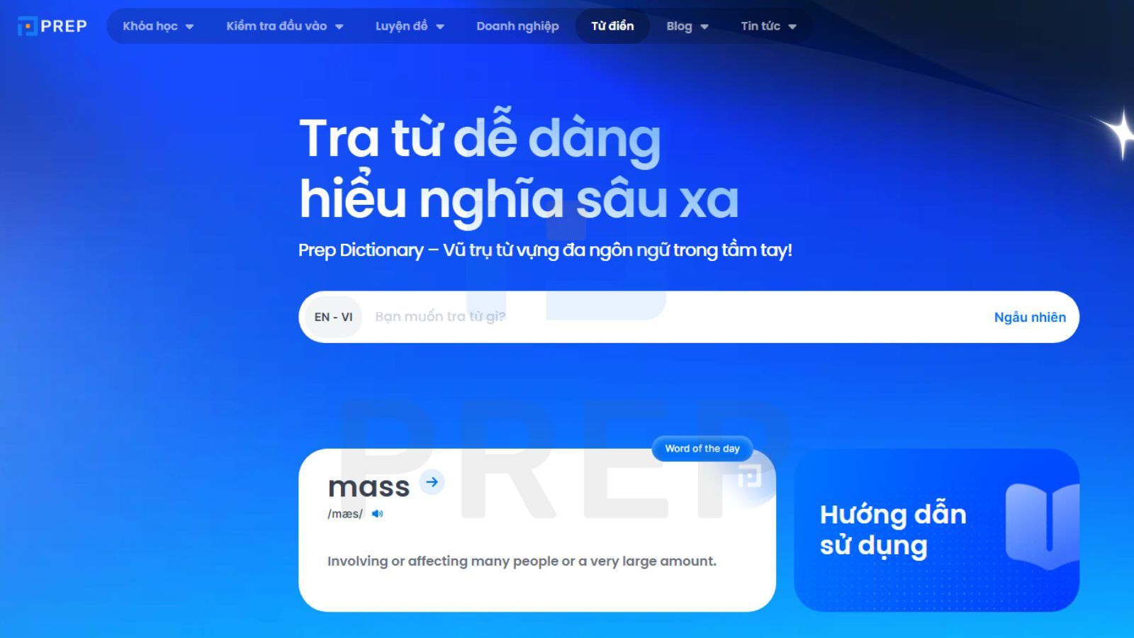 PREP – Web kiểm tra từ vựng tiếng Anh tích hợp AI và lộ trình cá nhân hóa