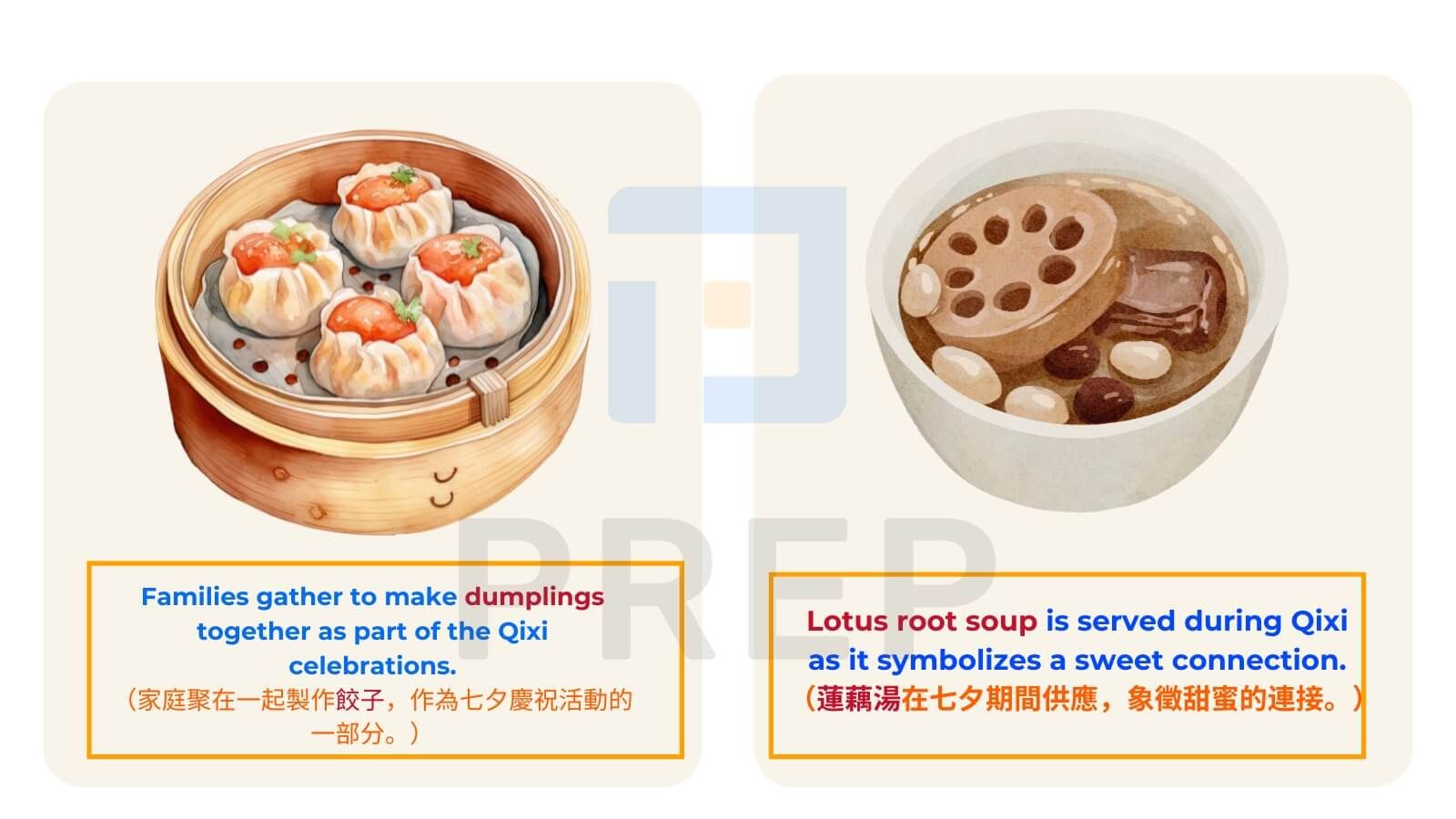 七夕節當天的食物英文詞彙