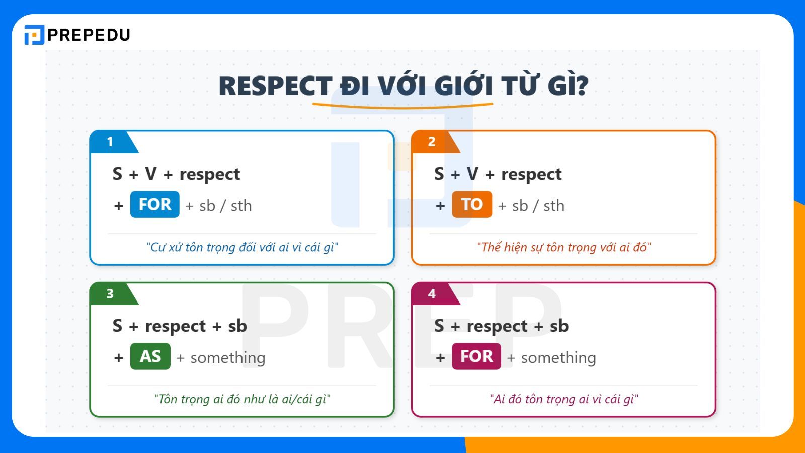 Respect đi với giới từ gì?