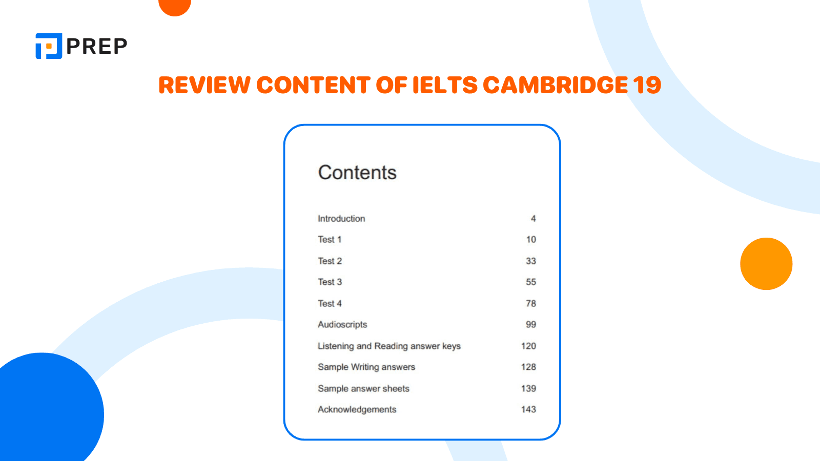 Review of the content structure of IELTS Cambridge 19