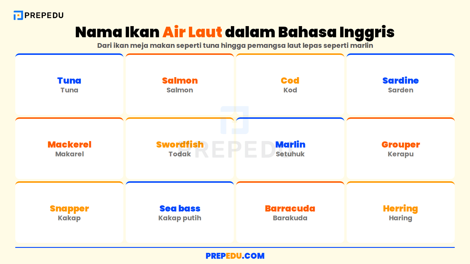 Kumpulan nama ikan air laut dalam bahasa Inggris beserta artinya