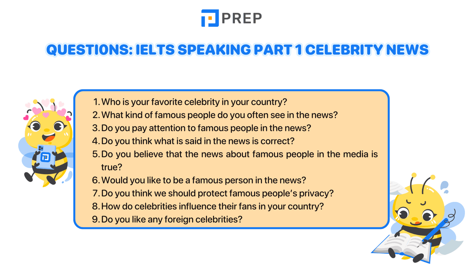 Sample questions IELTS Speaking Part 1 Celebrity news