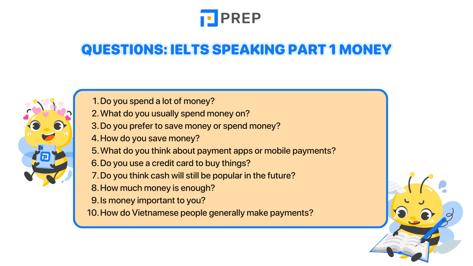 Sample questions IELTS Speaking Part 1 Money