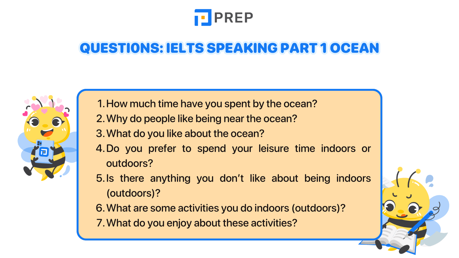 Sample questions IELTS Speaking Part 1 Ocean