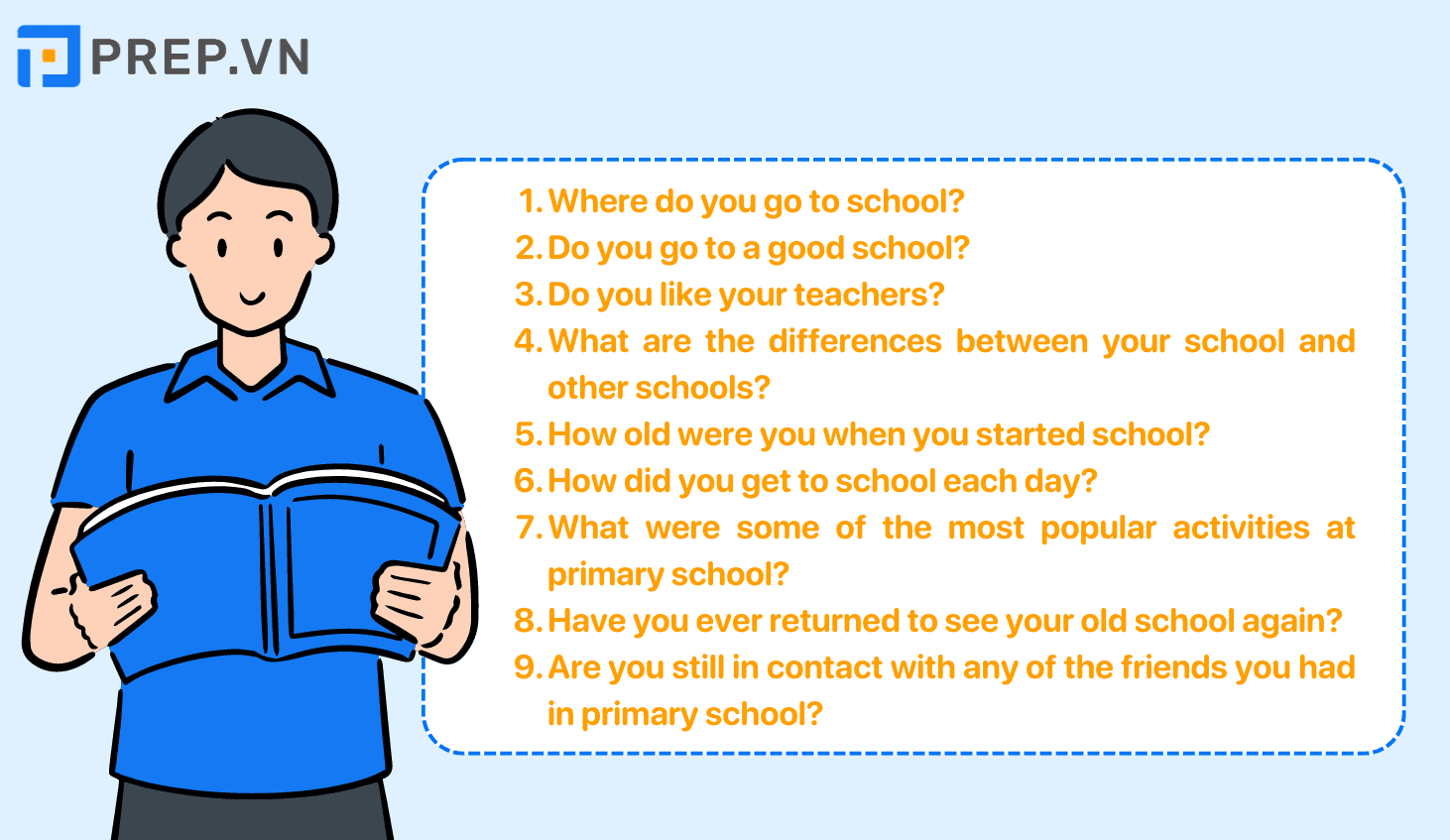 Một số câu hỏi chủ đề Schools IELTS Speaking Part 1