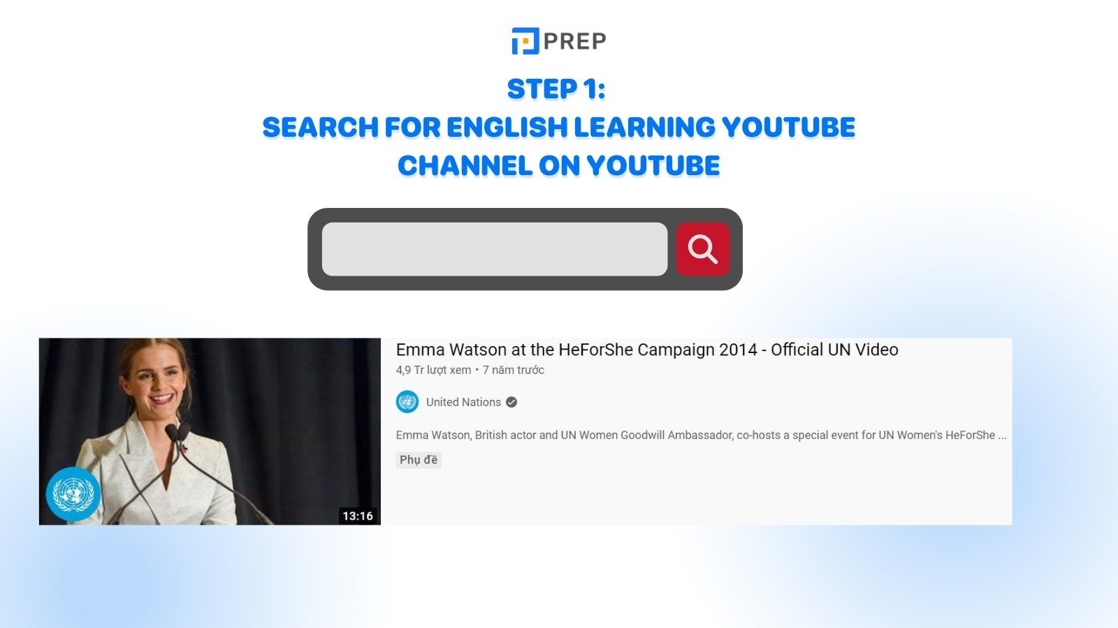 Step 1: Search for English learning youtube channel on YouTube