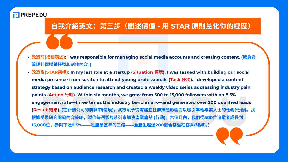 第三步: 闡述價值 - 用 STAR 原則量化你的經歷