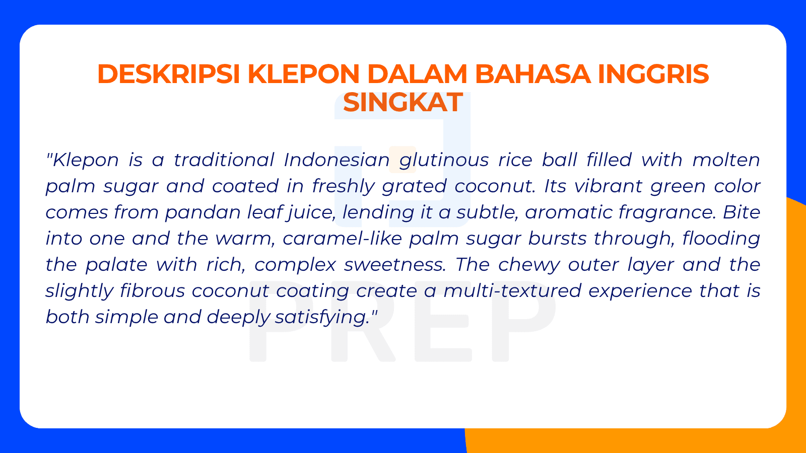 Deskripsi Klepon dalam Bahasa Inggris Singkat