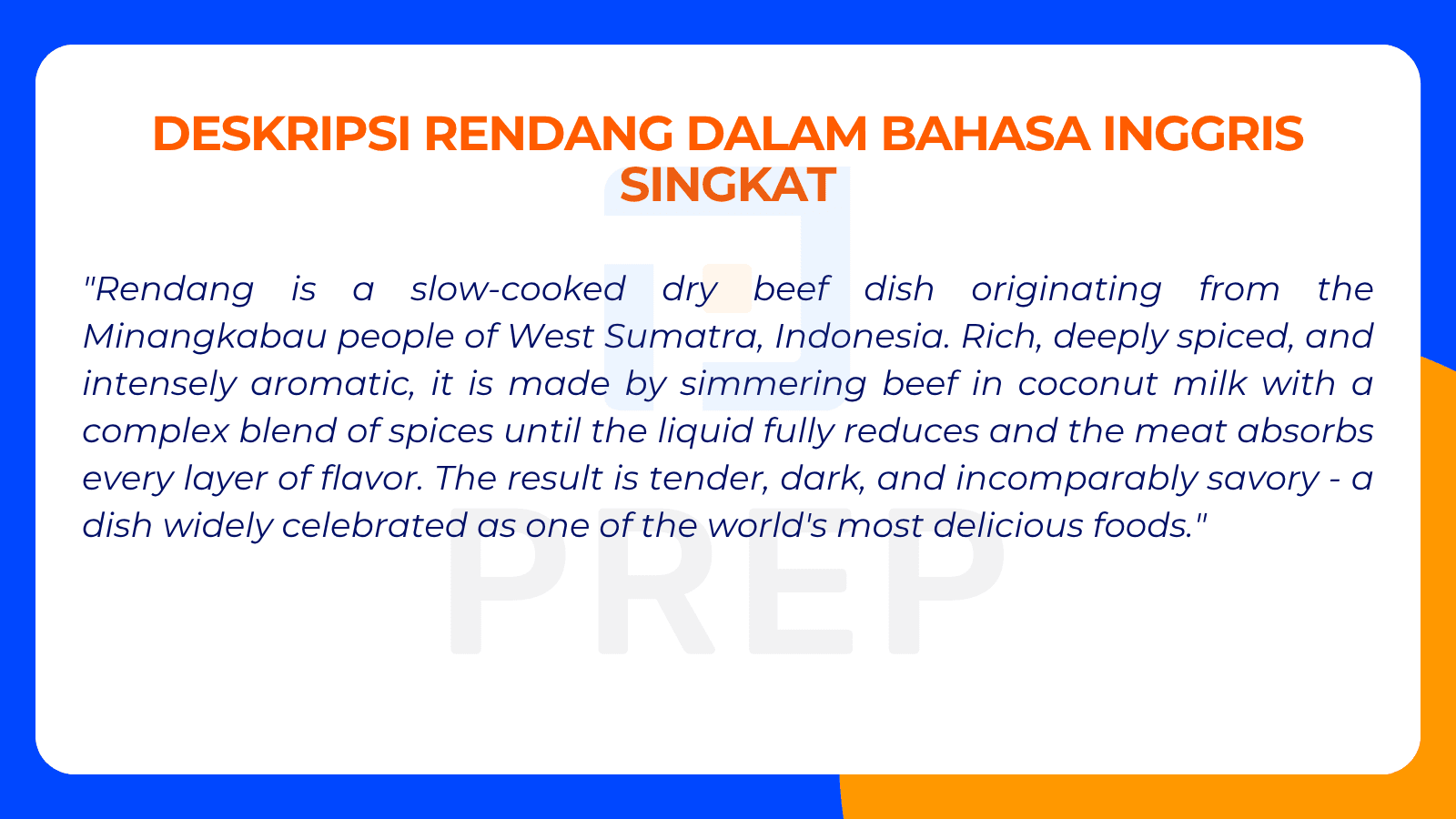 Deskripsi Rendang dalam Bahasa Inggris Singkat