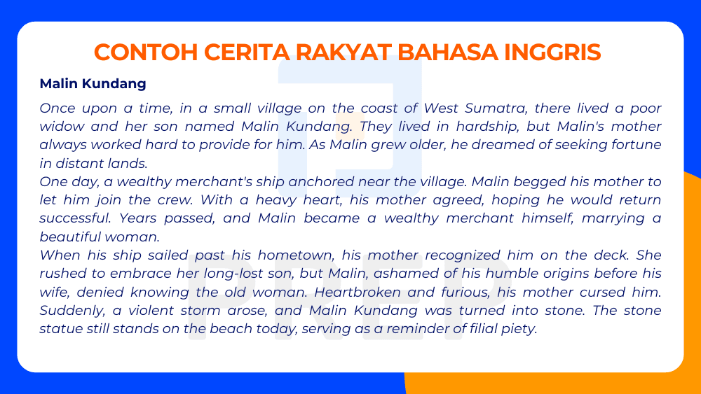 Cerita Rakyat Bahasa Inggris: Malin Kundang