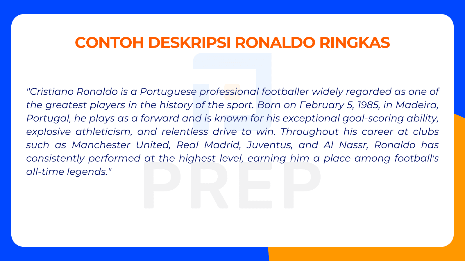 Contoh Deskripsi Ronaldo Ringkas