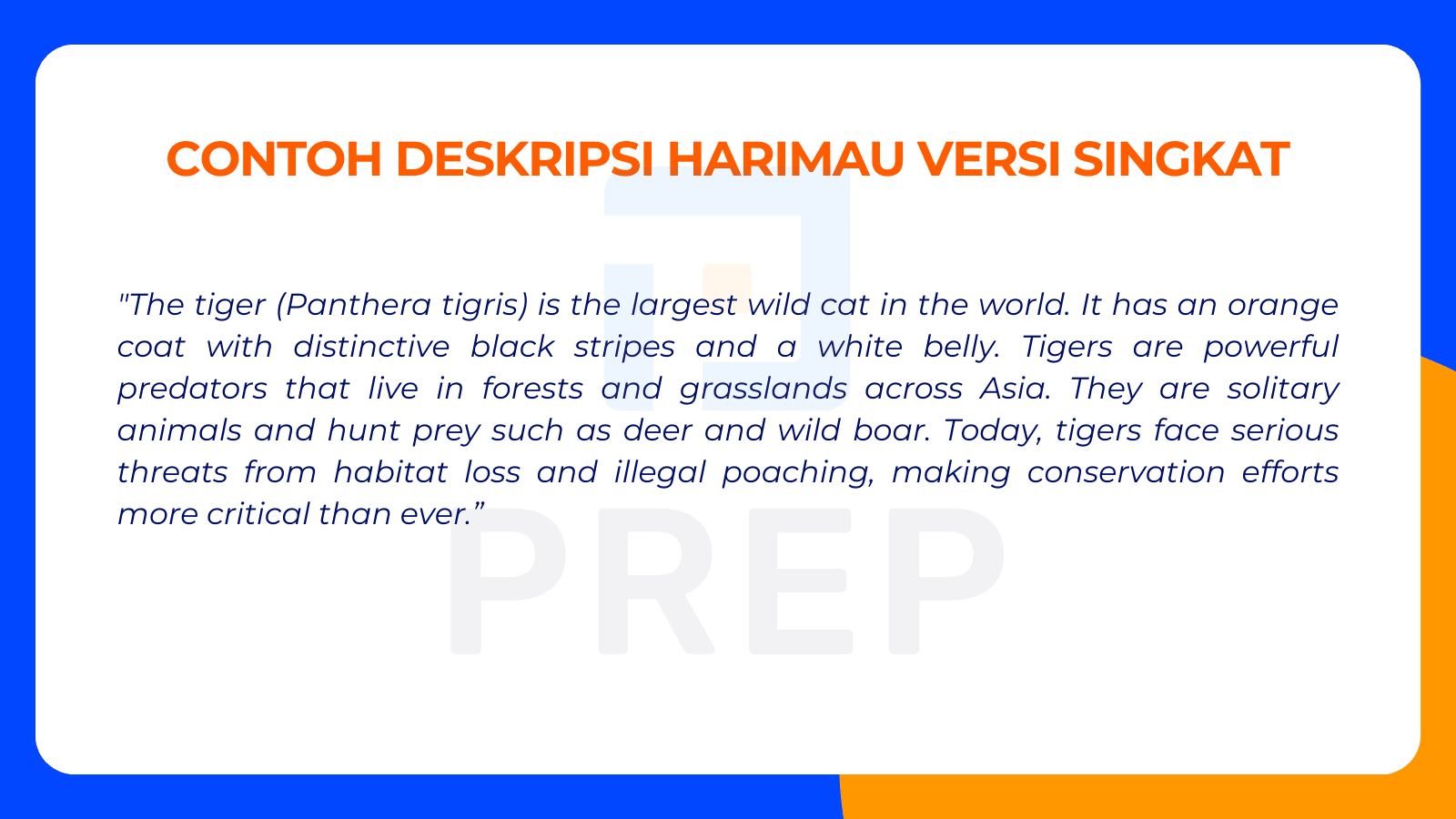 Contoh Deskripsi Harimau Versi Singkat