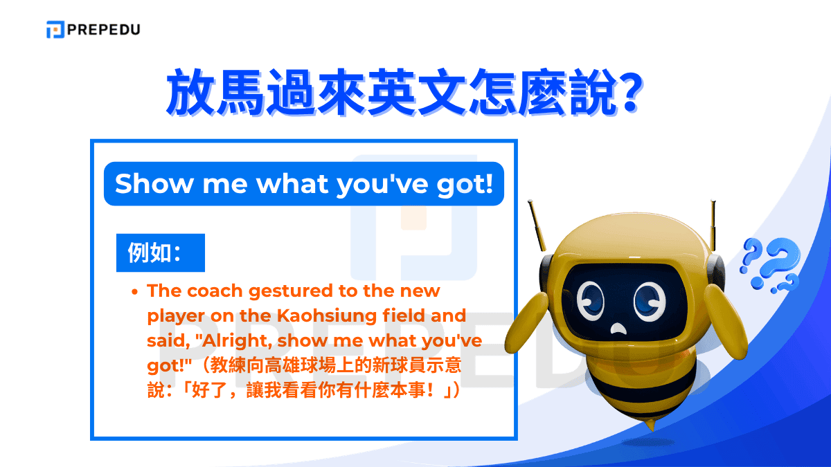 Show me what you've got! 的字面意思是「讓我看看你有什麼本事」