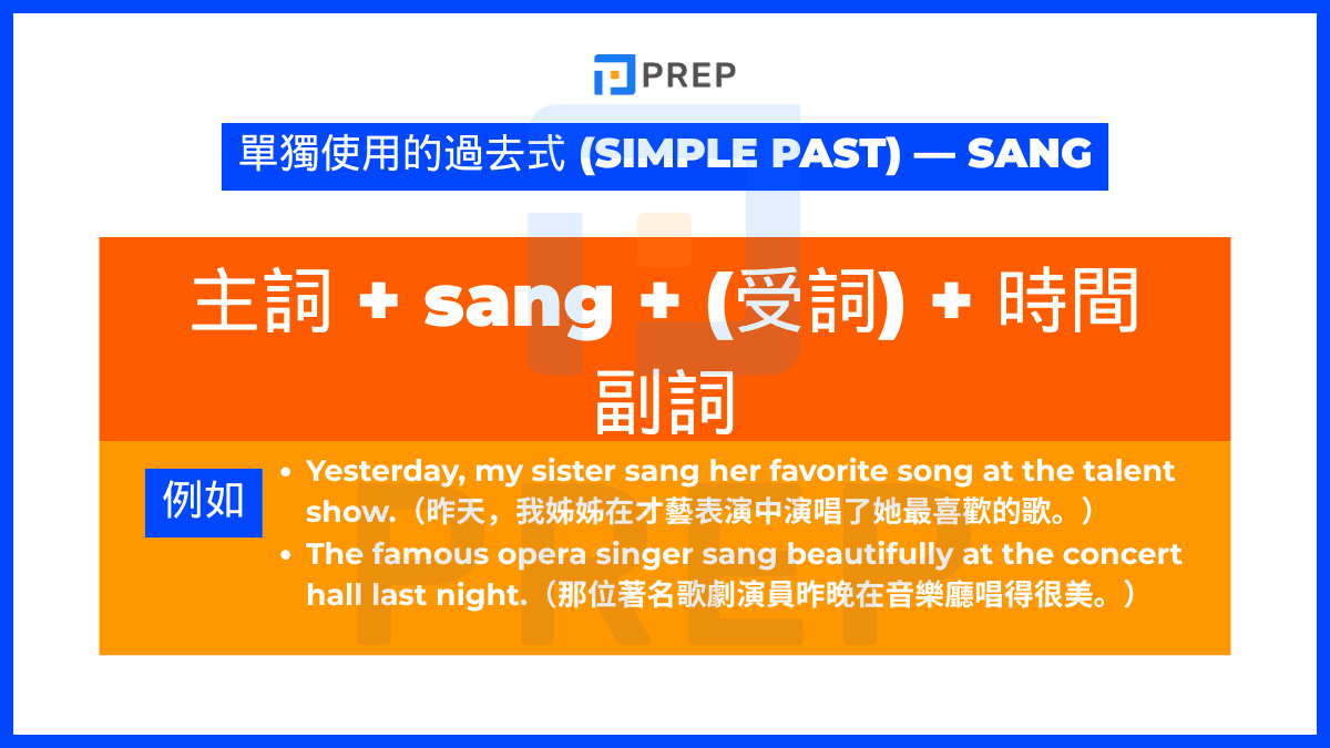 單獨使用的過去式 (Simple Past) — Sang