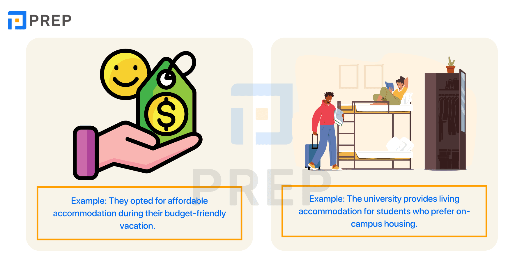 Compilation of common collocations with Accommodation