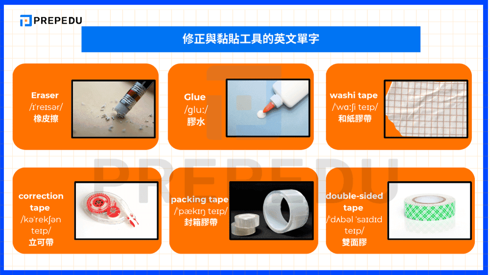 修正與黏貼工具的英文單字