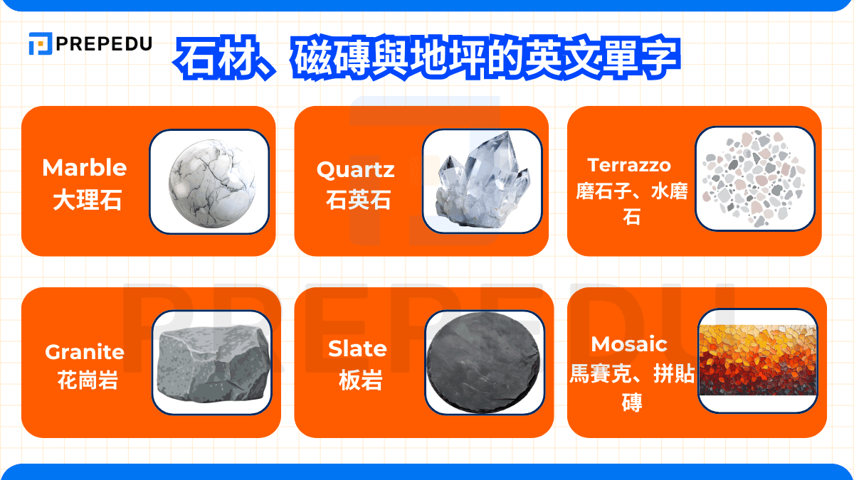 石材、磁磚與地坪的英文單字