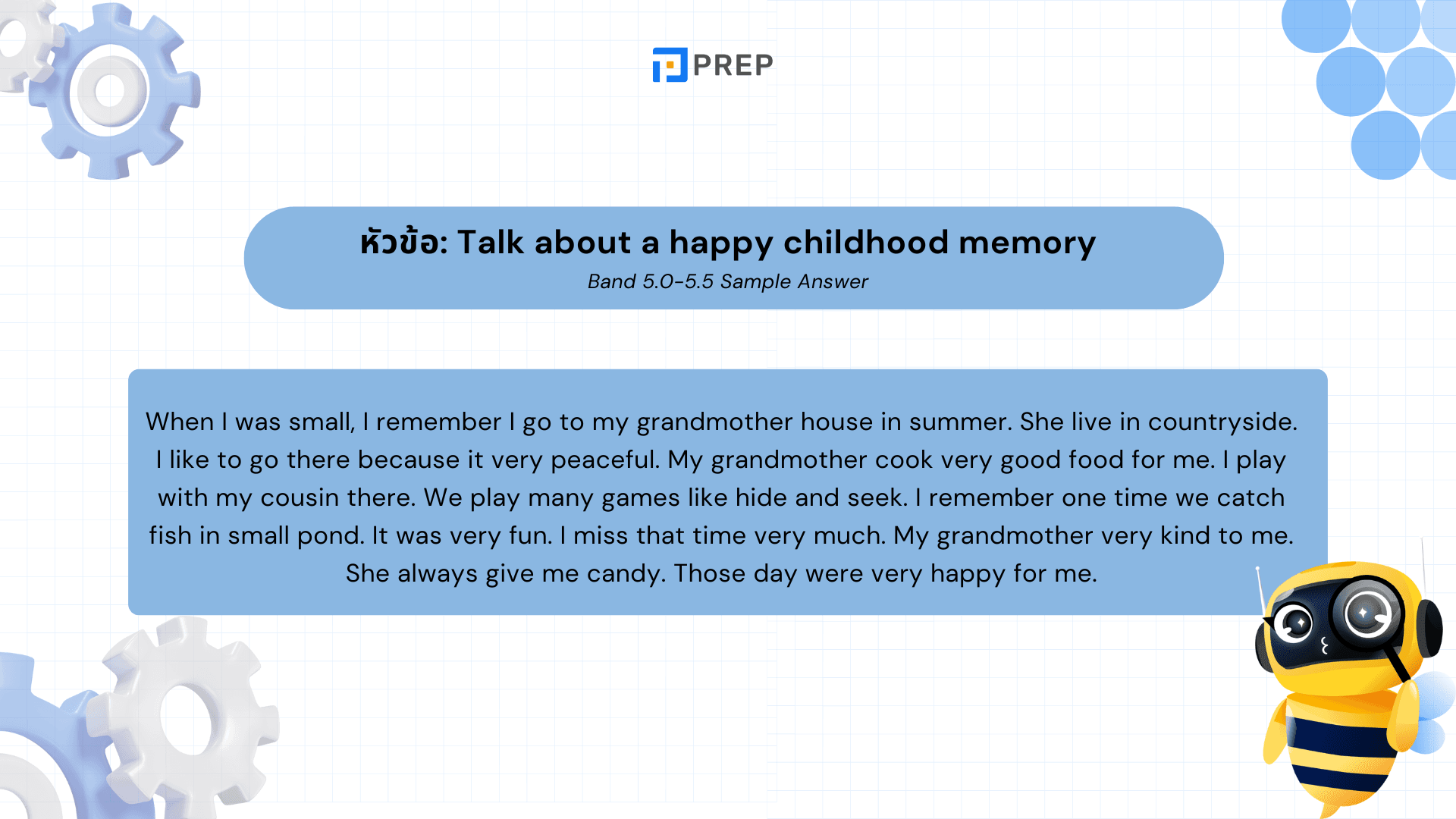 Talk About Your Childhood ตัวอย่างคำตอบ+เทคนิคตอบ IELTS Speaking อย่างมั่นใจ