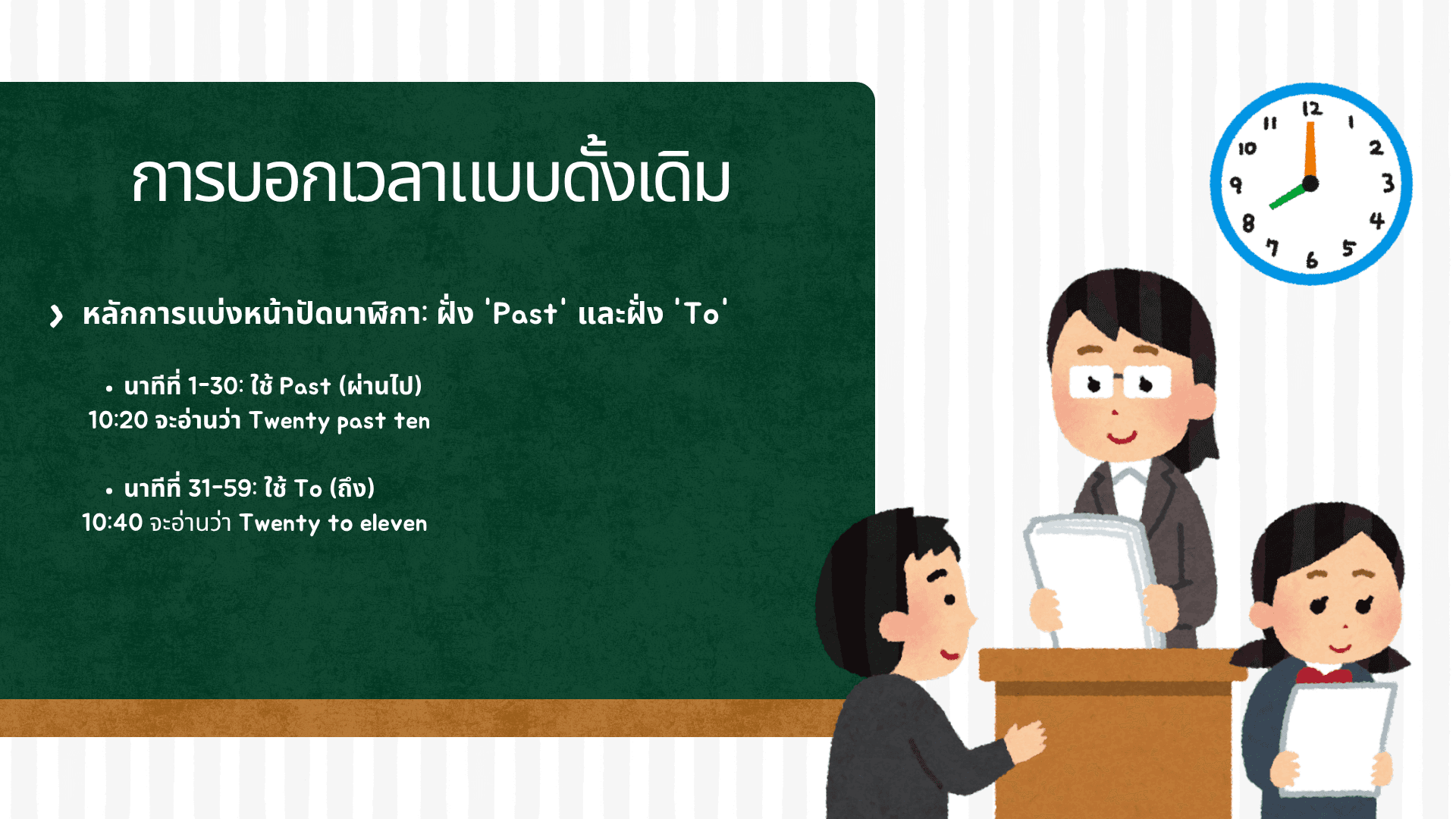 วิธีบอกเวลาภาษาอังกฤษอย่างถูกต้องพร้อมตัวอย่าง