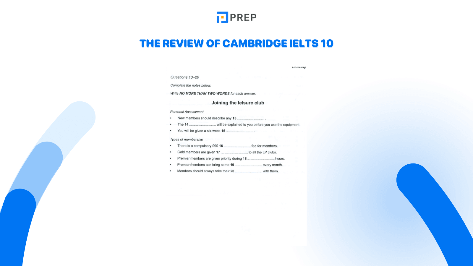 A sample test in Cambridge IELTS 10