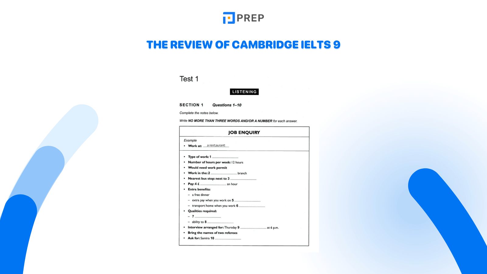 The review of the content of Cambridge IELTS 9
