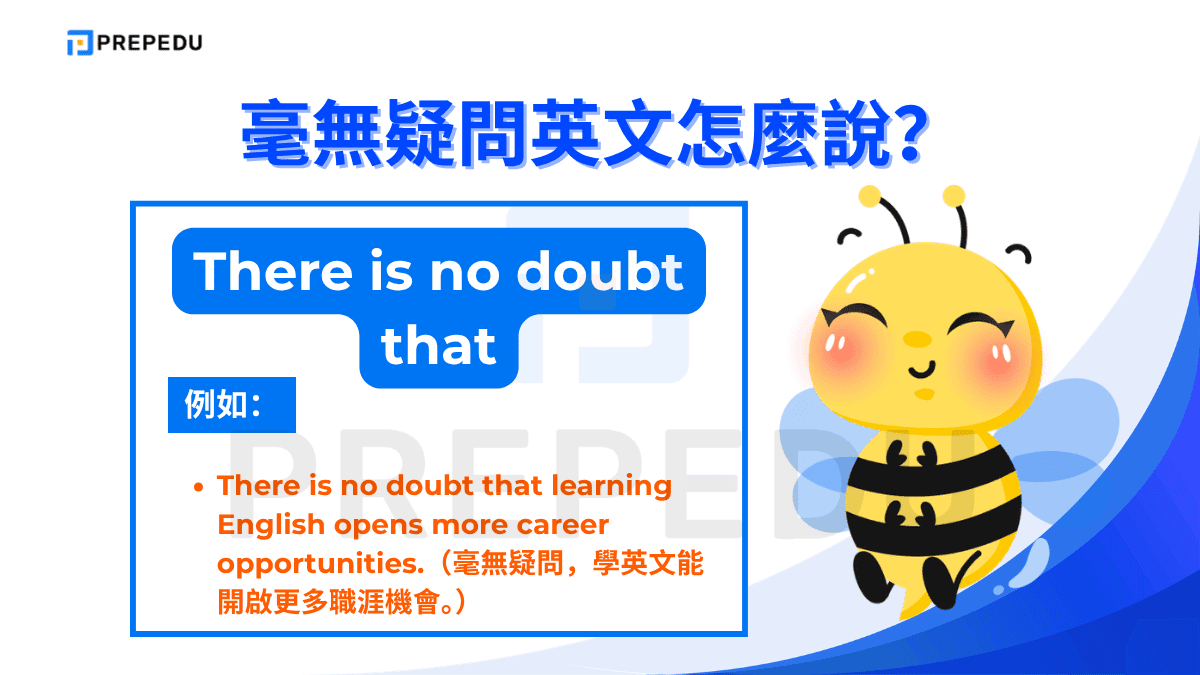 如果想說毫無疑問英文可以表達 There is no doubt that。