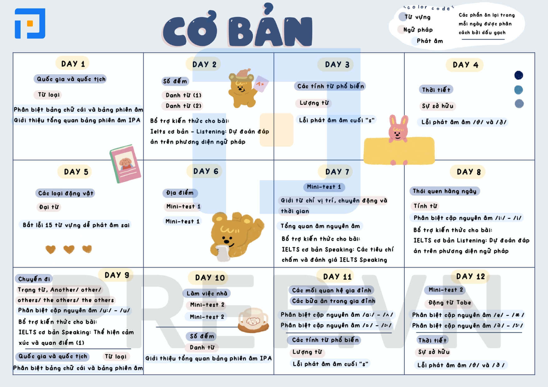 Study Plan - thời gian biểu học tiếng Anh cho người mất gốc trong 102 ngày