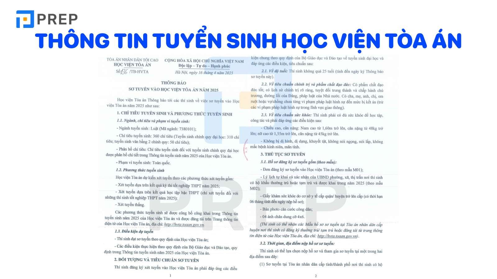 Tuyển Sinh Học Viện Tòa Án 2025