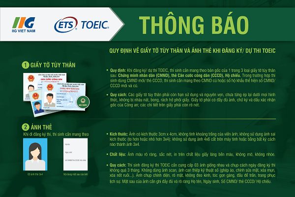 Một số giấy tờ cần thiết để làm thủ tục thi TOEIC